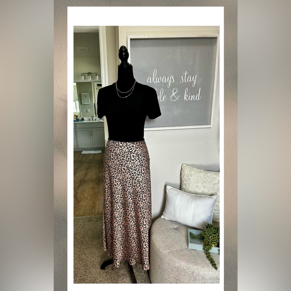 Silk Animal Print Slip Skirt